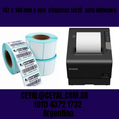 147 x 145 mm x mm  etiquetas textil  auto adhesiva