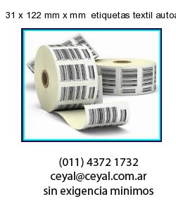 31 x 122 mm x mm  etiquetas textil autoadhesivas