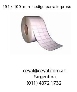194 x 100  mm  codigo barra impreso