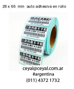 28 x 66  mm  auto adhesiva en rollo