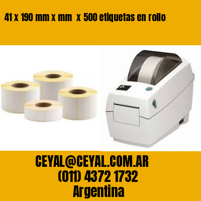 41 x 190 mm x mm  x 500 etiquetas en rollo