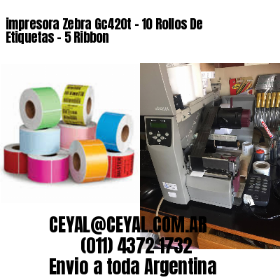 impresora Zebra Gc420t – 10 Rollos De Etiquetas – 5 Ribbon