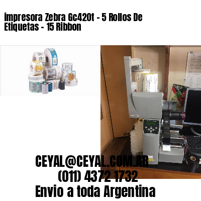 impresora Zebra Gc420t – 5 Rollos De Etiquetas – 15 Ribbon