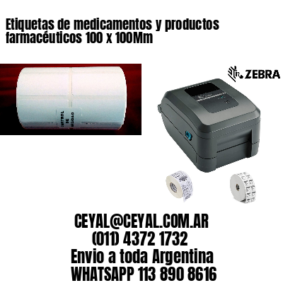 Etiquetas de medicamentos y productos farmacéuticos 100 x 100Mm