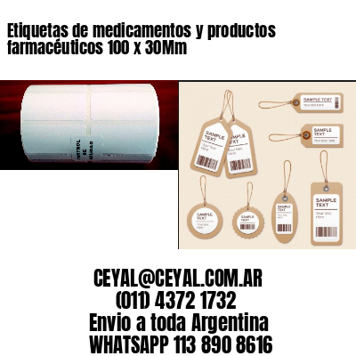 Etiquetas de medicamentos y productos farmacéuticos 100 x 30Mm
