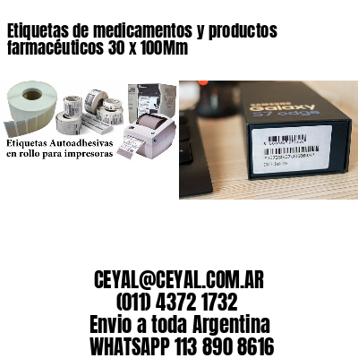 Etiquetas de medicamentos y productos farmacéuticos 30 x 100Mm