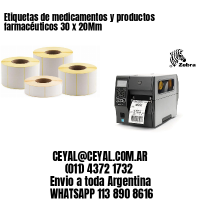 Etiquetas de medicamentos y productos farmacéuticos 30 x 20Mm
