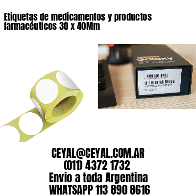 Etiquetas de medicamentos y productos farmacéuticos 30 x 40Mm