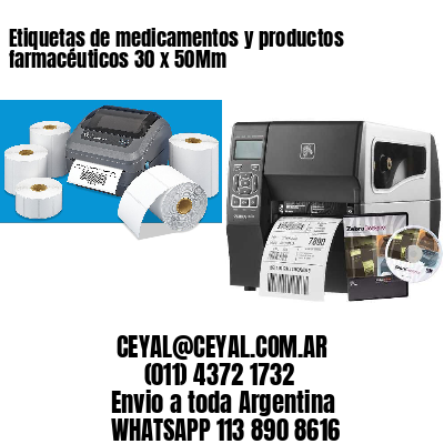 Etiquetas de medicamentos y productos farmacéuticos 30 x 50Mm