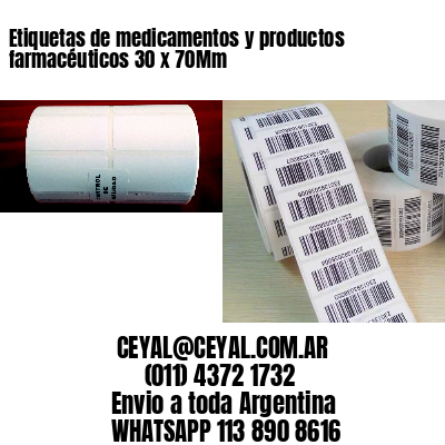 Etiquetas de medicamentos y productos farmacéuticos 30 x 70Mm