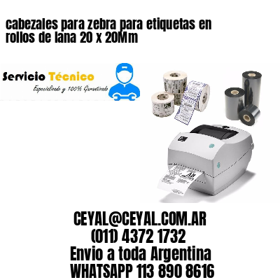 cabezales para zebra para etiquetas en rollos de lana 20 x 20Mm