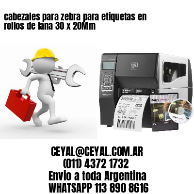 cabezales para zebra para etiquetas en rollos de lana 30 x 20Mm