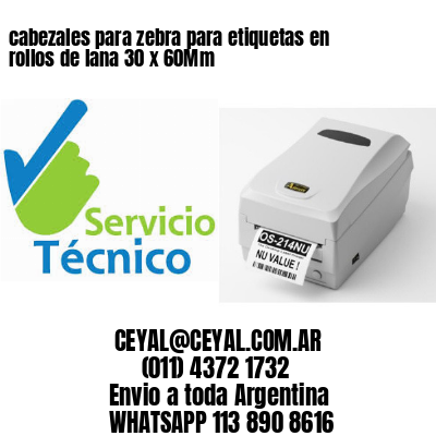 cabezales para zebra para etiquetas en rollos de lana 30 x 60Mm