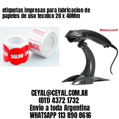 etiquetas impresas para fabricacion de papeles de uso tecnico 20 x 40Mm
