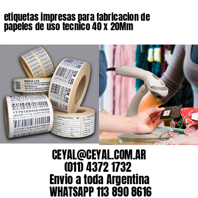 etiquetas impresas para fabricacion de papeles de uso tecnico 40 x 20Mm