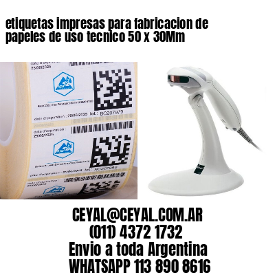 etiquetas impresas para fabricacion de papeles de uso tecnico 50 x 30Mm