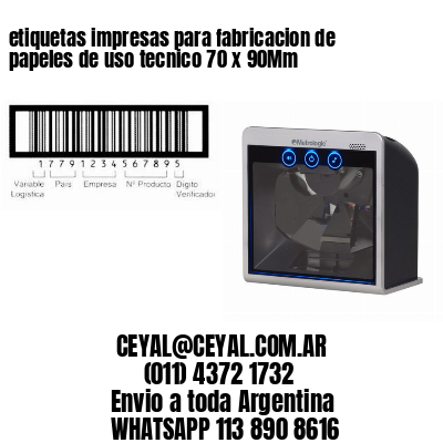 etiquetas impresas para fabricacion de papeles de uso tecnico 70 x 90Mm