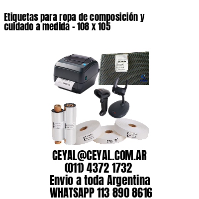 Etiquetas para ropa de composición y cuidado a medida – 108 x 105