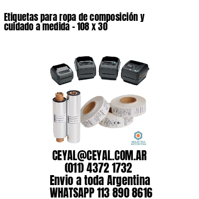 Etiquetas para ropa de composición y cuidado a medida – 108 x 30