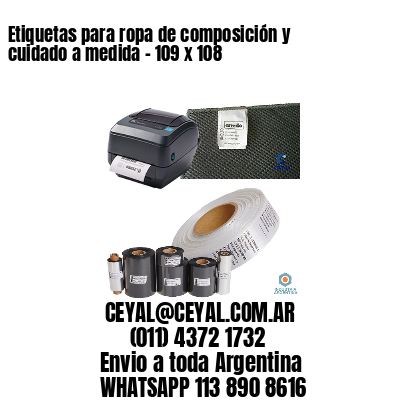 Etiquetas para ropa de composición y cuidado a medida – 109 x 108