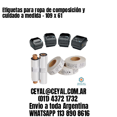 Etiquetas para ropa de composición y cuidado a medida – 109 x 61