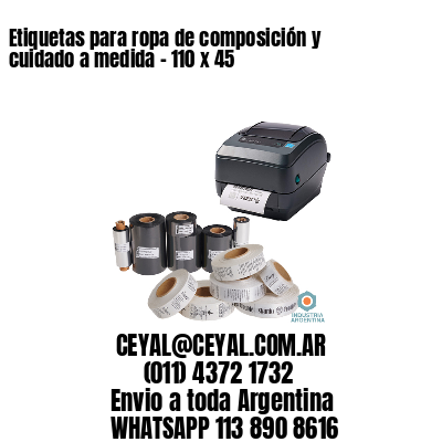 Etiquetas para ropa de composición y cuidado a medida – 110 x 45