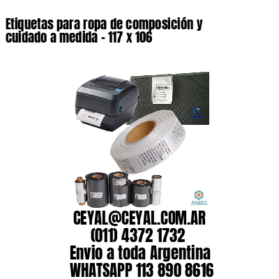 Etiquetas para ropa de composición y cuidado a medida – 117 x 106