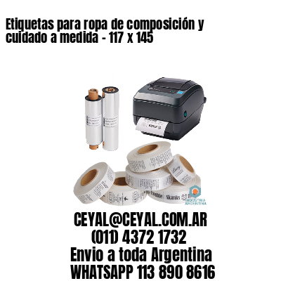 Etiquetas para ropa de composición y cuidado a medida – 117 x 145