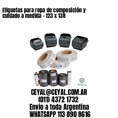 Etiquetas para ropa de composición y cuidado a medida – 123 x 138