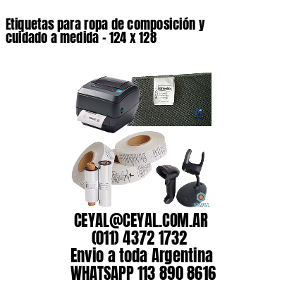 Etiquetas para ropa de composición y cuidado a medida – 124 x 128