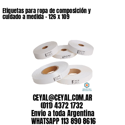 Etiquetas para ropa de composición y cuidado a medida – 126 x 109