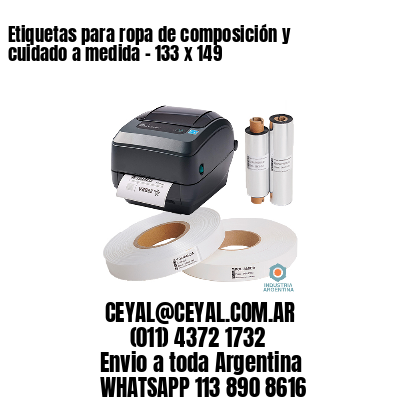 Etiquetas para ropa de composición y cuidado a medida – 133 x 149