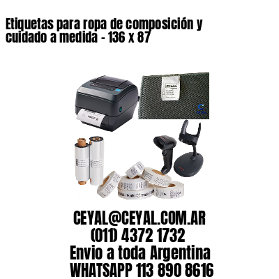 Etiquetas para ropa de composición y cuidado a medida – 136 x 87