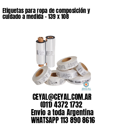 Etiquetas para ropa de composición y cuidado a medida – 139 x 108