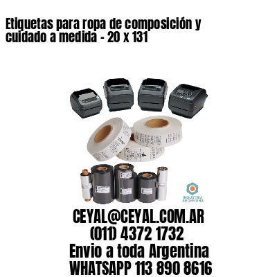 Etiquetas para ropa de composición y cuidado a medida – 20 x 131