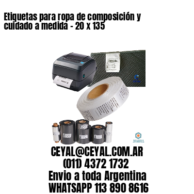 Etiquetas para ropa de composición y cuidado a medida – 20 x 135