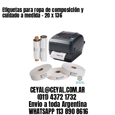 Etiquetas para ropa de composición y cuidado a medida – 20 x 136