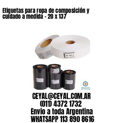 Etiquetas para ropa de composición y cuidado a medida – 20 x 137