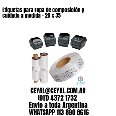 Etiquetas para ropa de composición y cuidado a medida – 20 x 35