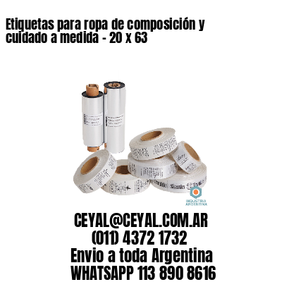 Etiquetas para ropa de composición y cuidado a medida – 20 x 63