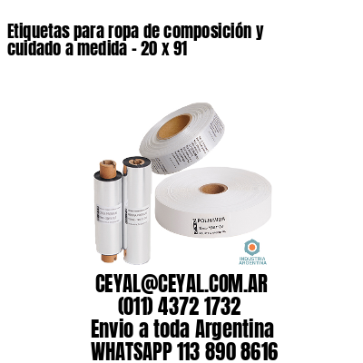 Etiquetas para ropa de composición y cuidado a medida – 20 x 91