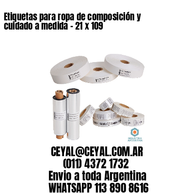 Etiquetas para ropa de composición y cuidado a medida – 21 x 109