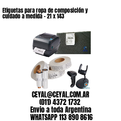 Etiquetas para ropa de composición y cuidado a medida – 21 x 143