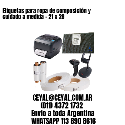 Etiquetas para ropa de composición y cuidado a medida – 21 x 28