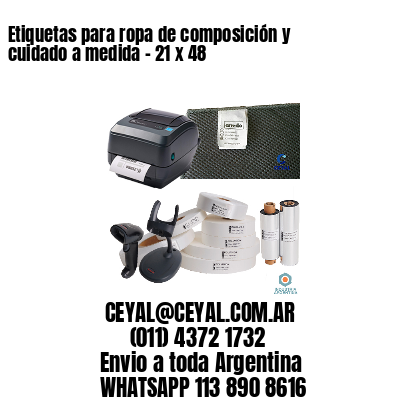 Etiquetas para ropa de composición y cuidado a medida – 21 x 48