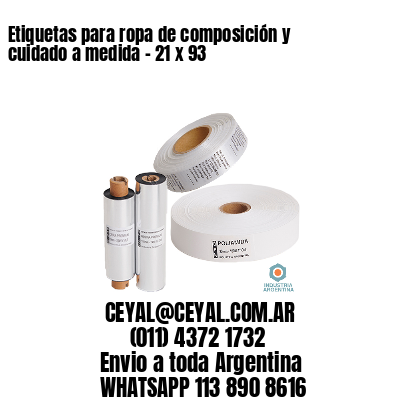 Etiquetas para ropa de composición y cuidado a medida – 21 x 93