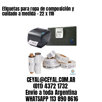 Etiquetas para ropa de composición y cuidado a medida – 22 x 118