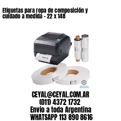 Etiquetas para ropa de composición y cuidado a medida – 22 x 148