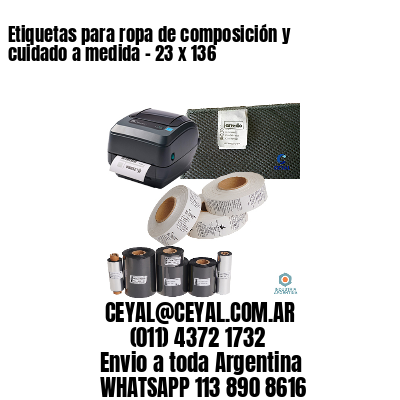 Etiquetas para ropa de composición y cuidado a medida – 23 x 136