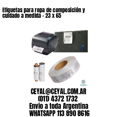 Etiquetas para ropa de composición y cuidado a medida – 23 x 65